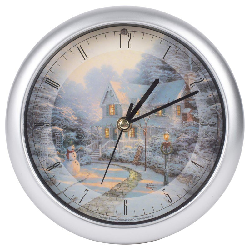 Mark Feldstein & Associates Thomas Kinkade The Night Before Christmas Musical Musical Christmas Carol Clock-8" - Image 1